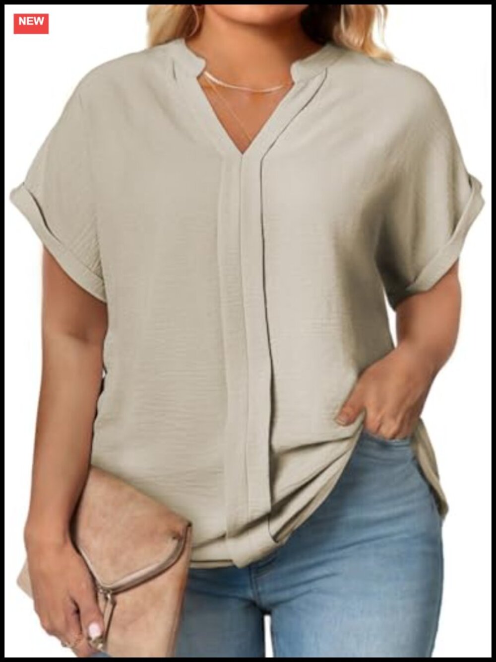 Plus Size V Neck Short Sleeve Tunic Blouse Casual Work Top